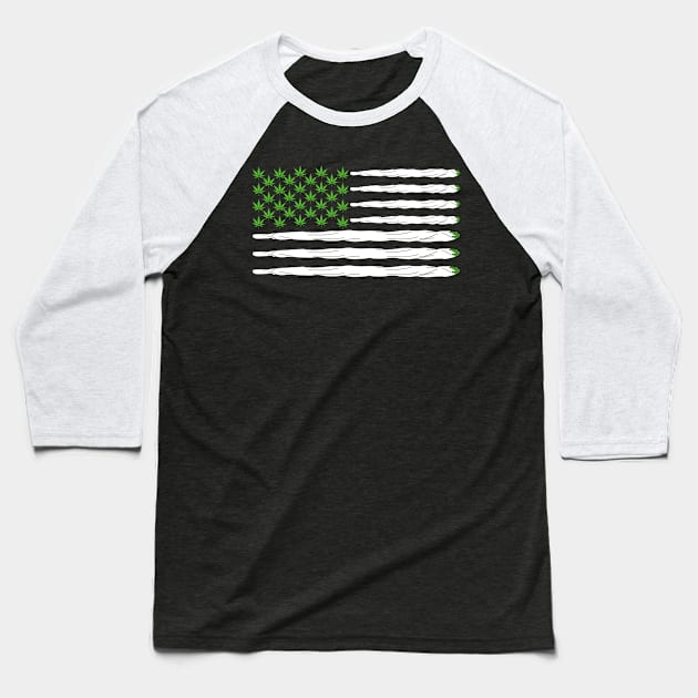 Medical marijuana USA flag Weed Baseball T-Shirt by AwesomePrintableArt